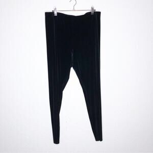 Eileen Fisher black velvet velour pull on knit pants size Large